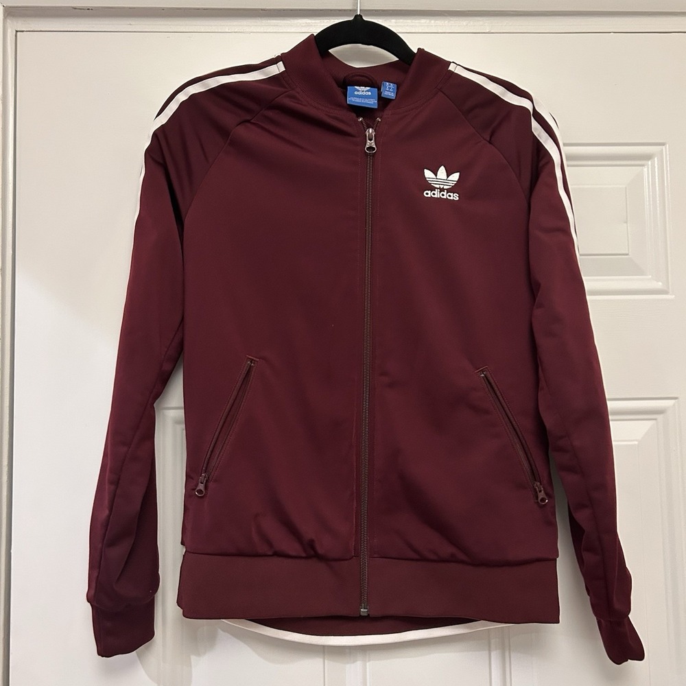 Adidas Originals Supergirl Track Jacket Trefoil Logo Burgundy Women's Small